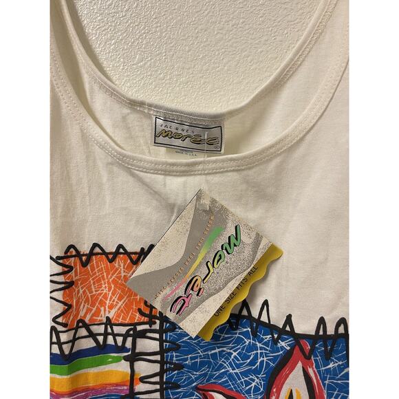 NWT 80s Vintage Jacques Moret Double Tank Top ETHNIC BLOCK PRINT TANK TOP OS - Picture 5 of 7